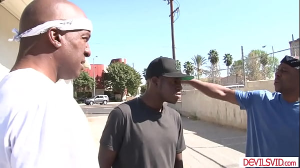 Petite teen deepthroating then gangbanged by black neighbors