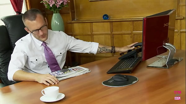 The huge fake titted girl got a nice drilling from a guy in his office