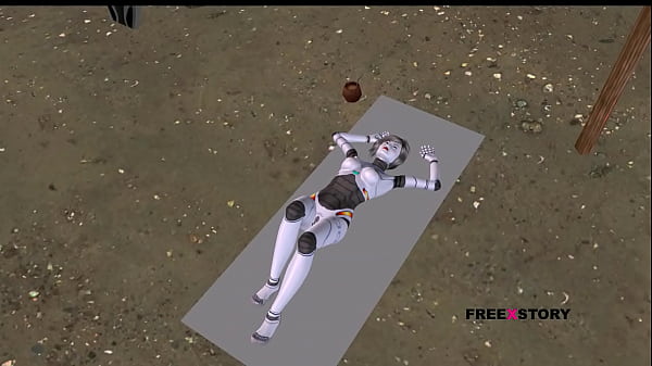 An animated 3D cartoon Threesome porn video of a cute Robot Sexbot girl giving blowjob to a man same time getting fucked in doggy style by a girl using strapon.