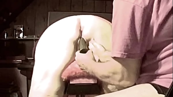 #32- 202409 62yo Tennessee Slutwife blindfolded- fucking her with her favorite black cock dildo on the sawhorse- she cums hard at 6:30 and again at 10:30!  Double angles!