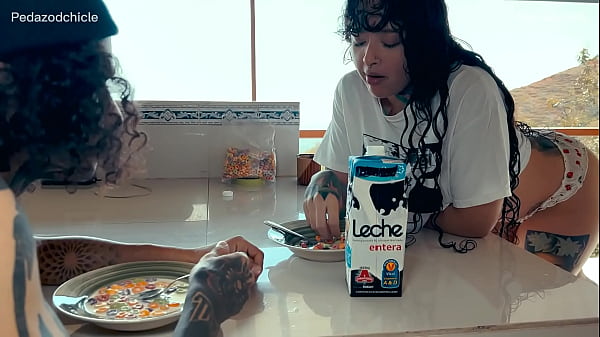 I fight with my stepbrother at breakfast and I end up with his penis inside my wet pussy