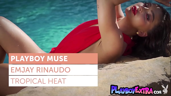 Talented brunette babe Emjay Rinaudo showing her big boobs by the pool