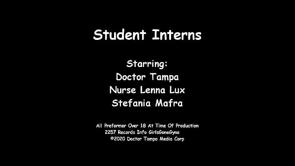 Nurse Lenna Lux Examines Standardize Patient Stefania Mafra While Doctor Tampa Watches During 1st Day of Student Clinical Rounds At GirlsGoneGyno Reup