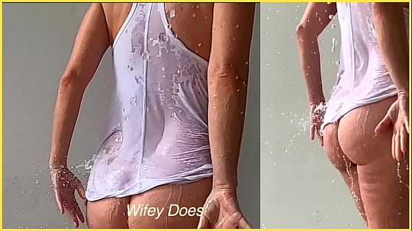 SAMPLE – Amazing wife flashes amazing wet braless tits