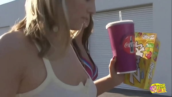 Sexy brunette found a pretty blonde who never kissed a girl before