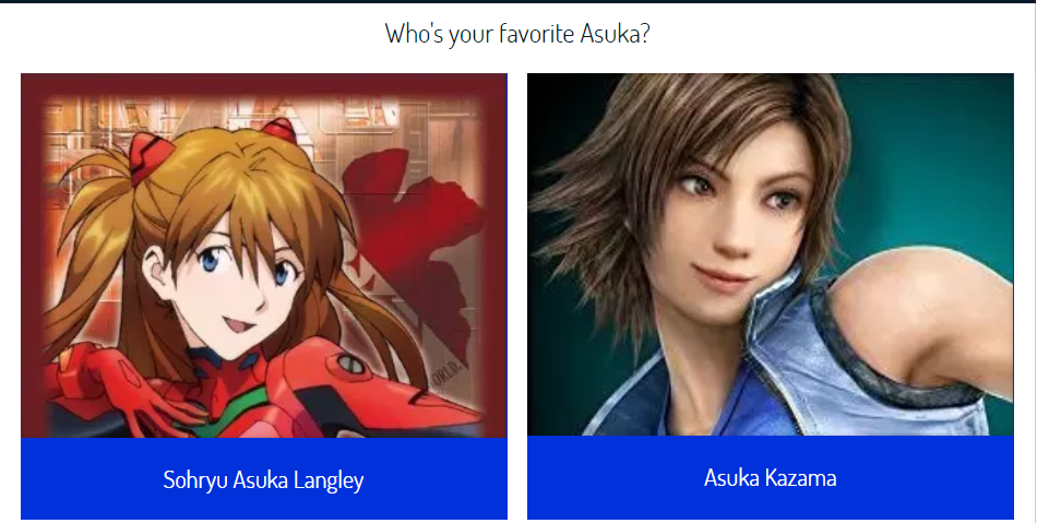 Sohryu Asuka Langley (Neon Genesis Evangelion) Versus Kazama (Tekken)