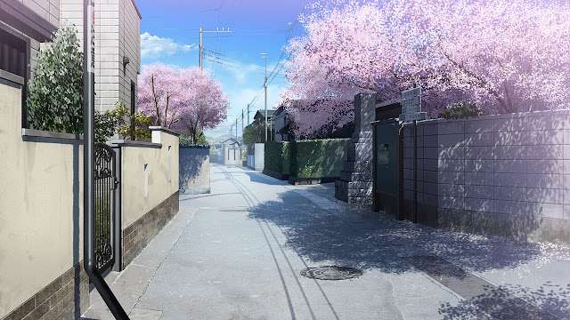 Cherry Blossom Side road (Anime Panorama) (Day & Night)