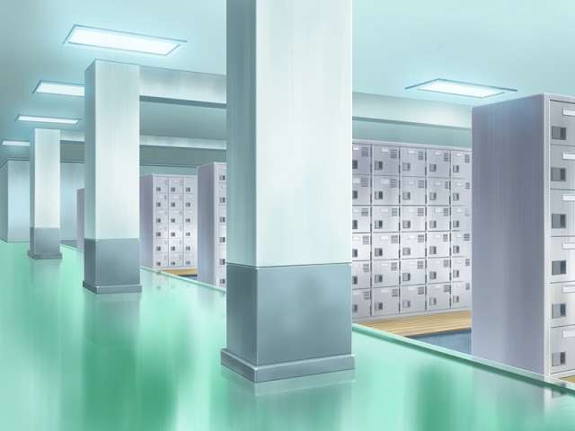 Tall Columns & Lockers (Anime Background)