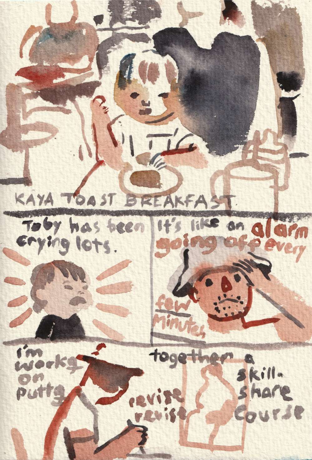 Kaya toast morning and sketching with watercolours (ft. Bulldog Coffee Nook)